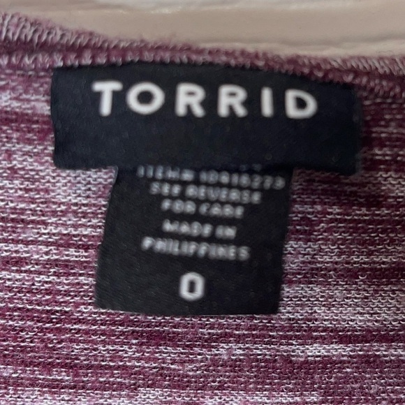 TORRID Purple Marled Stripe Knit 3/4 Sleeve Tee Top Size 0/Large - Picture 7 of 7